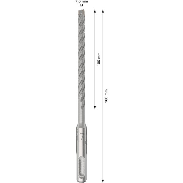 Bohrer mit 7,0 mm Durchmesser und einer Länge von 160 mm.