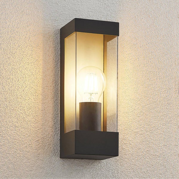 Lucande Edelstahl Wandlampe aussen, Aussenwandleuchte spritzwassergeschützt IP44 1x E27 max. 15W ohne Leuchtmittel Außenleuchte Wandleuchte außen