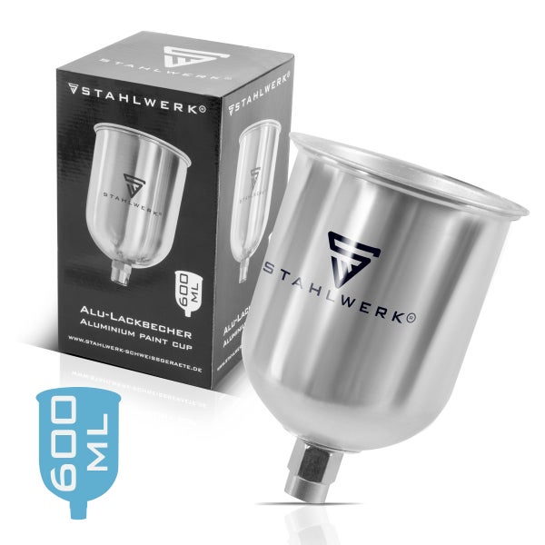 STAHLWERK Alu Fließbecher 600 ml Farbbecher für Lackierpistole