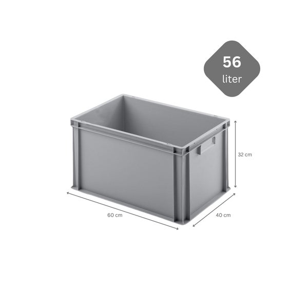 PROREGAL SparSet 10x Eurobehälter mit Geschlossenem Griff und 1 x Transportroller Blau HxBxT 32 x 40 x 60 cm 56 Liter Eurobox Transportbox