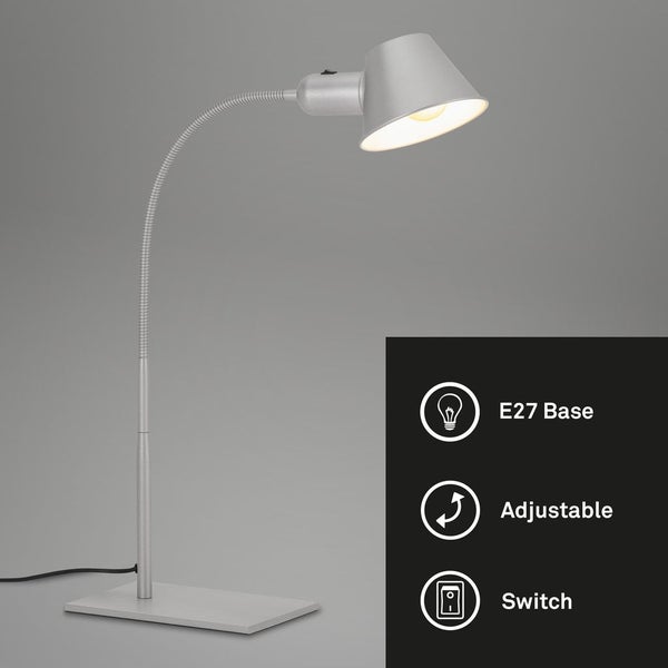 Schreibtischleuchte Bürolampe Tischlampe flexibel 1xE27 10W chrom Briloner
