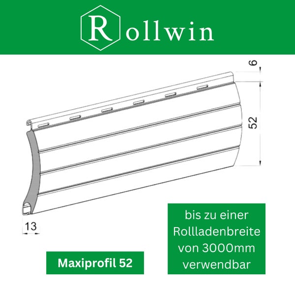 Rollwin ROLLADEN ALU MAXI 52 Grau Fertigmaß 120 x 150 cm (BxH) Rolladenpanzer mit Rollladendämmung Rollladenpanzer Rollladenfenster Rollladentür Rollladen DEUTSCHE Produktion zum Einbauen