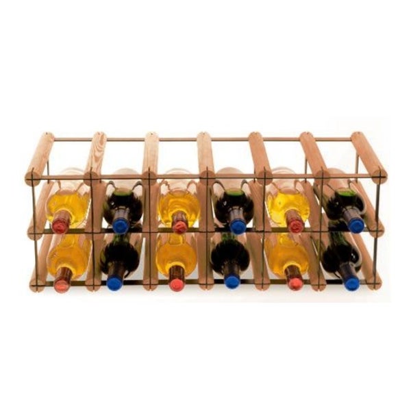 PROREGAL Modulares Weinregal Vinotega Mod Metal HxBxT 22,5 x 62,5 x 24,5 cm 6 x 2 Flaschen Massives Kiefernholz Braun Geölt