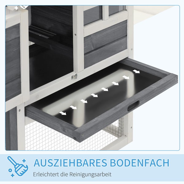 Hühnerstall mit Freilaufgehege aus Holz und Drahtgitter