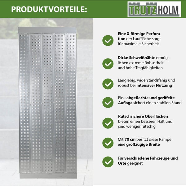 Tragfähige Aluminiumrampe von TrutzHolm mit rutschfester Oberfläche
