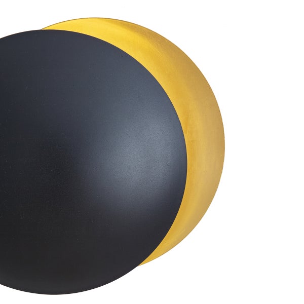 Runde Wandleuchte mit schwarzer und goldfarbener Oberfläche