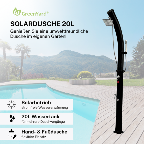 GreenYard® Solardusche 20L Solar Gartendusche