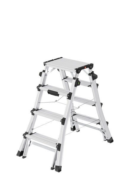 Aluminium Tritt mit vier Stufen und einer Plattform