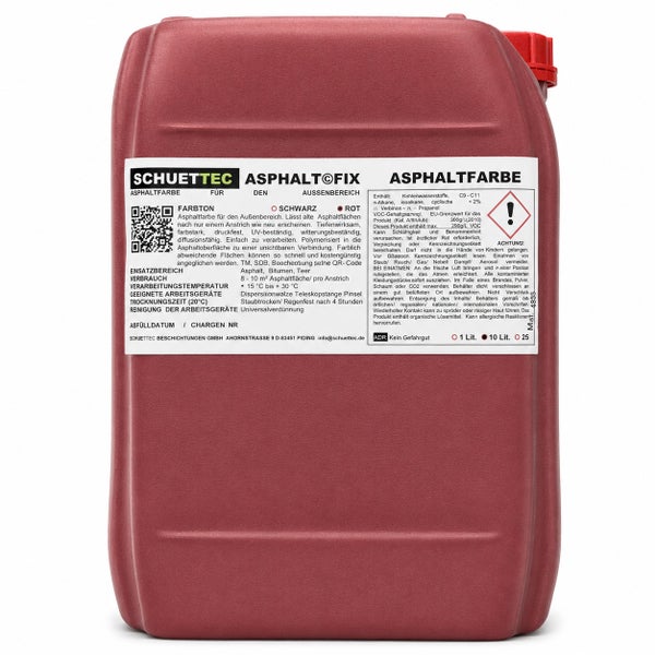 Schuettec Asphaltfix Asphaltfarbe für den Außenbereich, 10 Liter Kanister, rot.