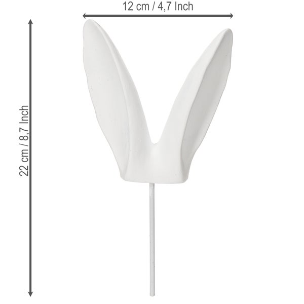Dekoration Hasenohren mit Stab, circa 22 cm hoch und 12 cm breit