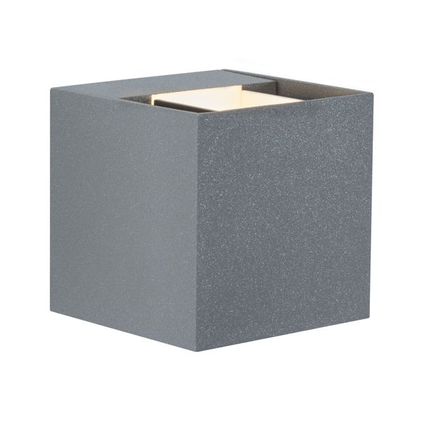 LED Wandleuchte Cybo IP65 eckig 80x80mm 2700K 2x3,5W 355lm / 355lm 230V 40-120° Grau Aluminium