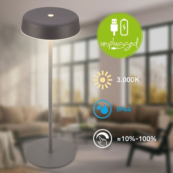 LED Tischlampe Akku LED Tischleuchte Kabellos Dimmbar Touch IP44 Outdoor