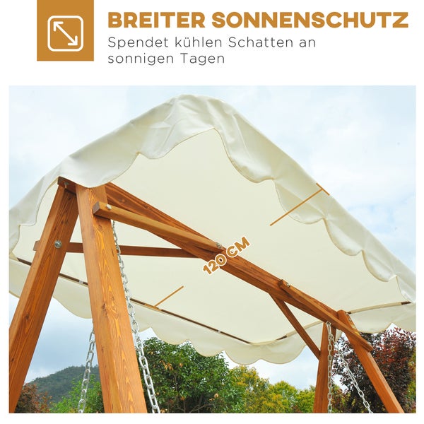 Outsunny Hollywoodschaukel, 3-Sitzer, L210 x B130 x H185 cm, Lärche, Natur+Crème