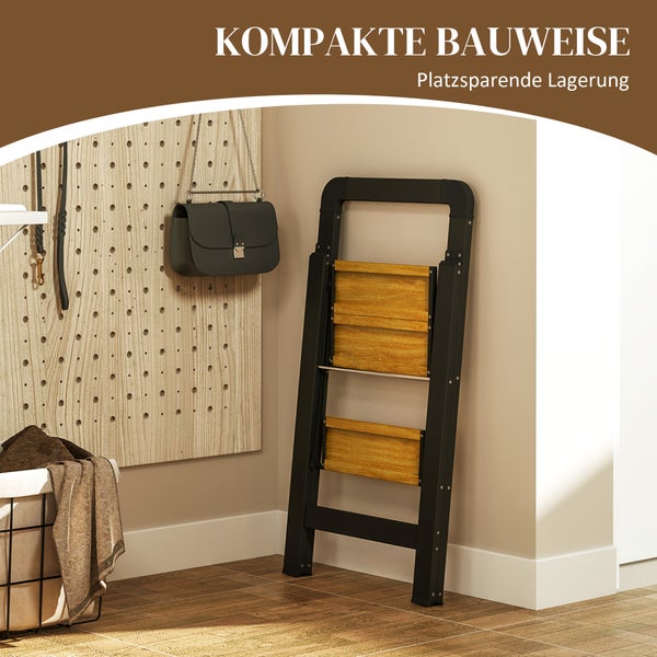 Zusammenklappbare Trittleiter zur platzsparenden Aufbewahrung