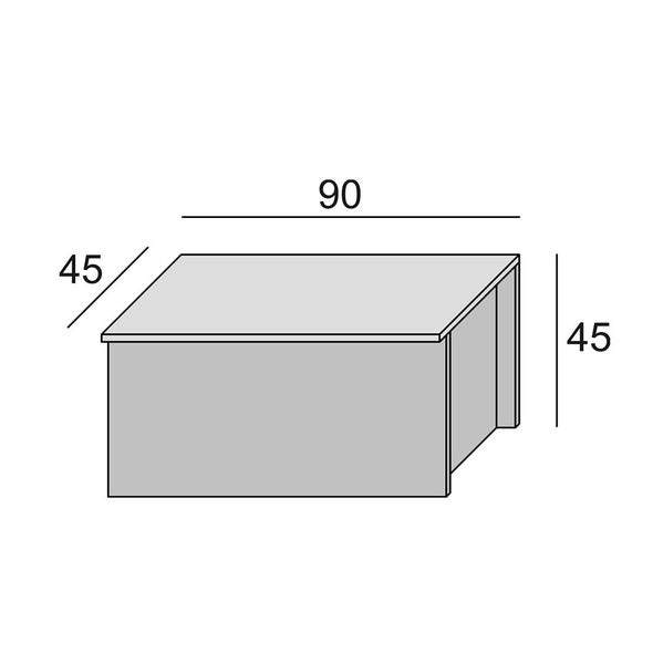 Illustration eines Möbelstücks mit den Maßen 90 x 45 x 45 cm
