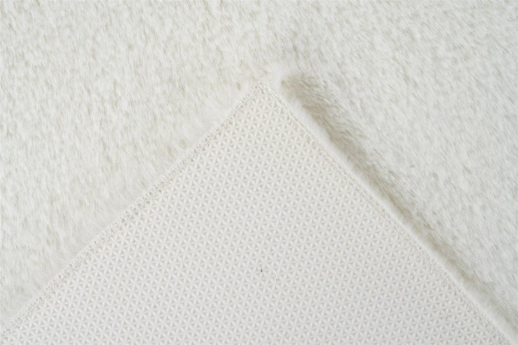 Kurzflor Teppich Oasisia Weiß 22 mm Uni 50 x 90 cm