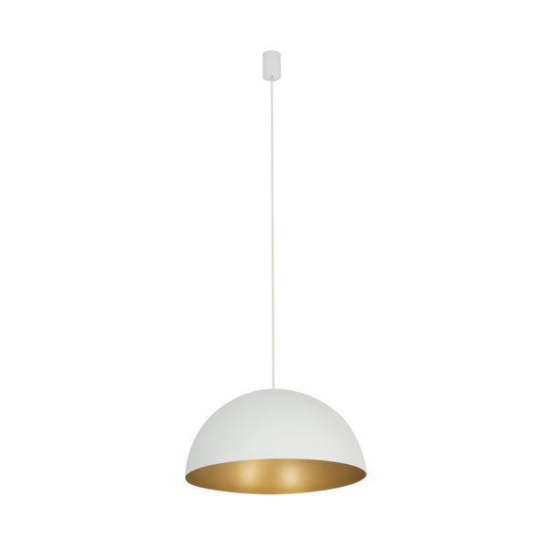 Weiße Hängelampe mit goldenem Innenschirm