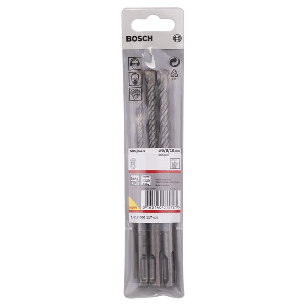 Bosch SDS plus-5 Hammerbohrer Set, Durchmesser 6, 8 und 10 Millimeter