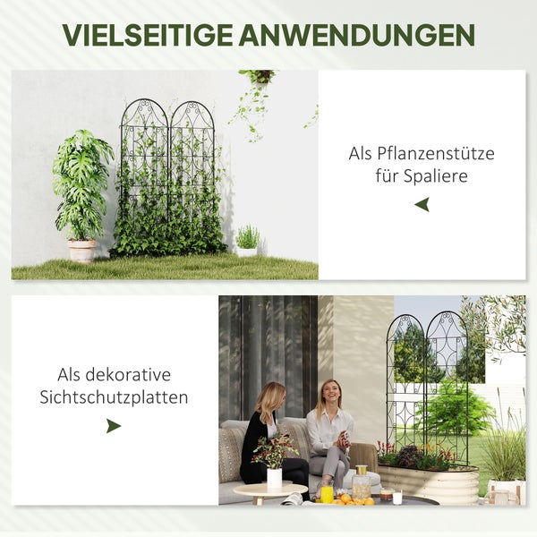 Outsunny Rankgitter Metall 2er Set zum Stecken rostfrei Rankhilfe für Kletterpflanzen 50x150 cm Garten Spalier für Zimmerpflanzen Pflanzenspalier für Tomaten Gemüse Blumen Kletterpflanzen Schwarz