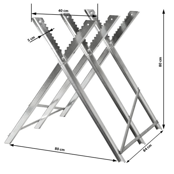 Holzsägebock tectake Hubert aus verzinktem Stahl mit 3 Stammhaltern 84 x 80 x 80 cm