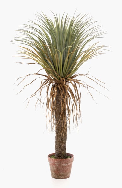 Künstliches Ziergras in Nahaufnahme mit langen, schmalen Halmen aus Kunststoff.