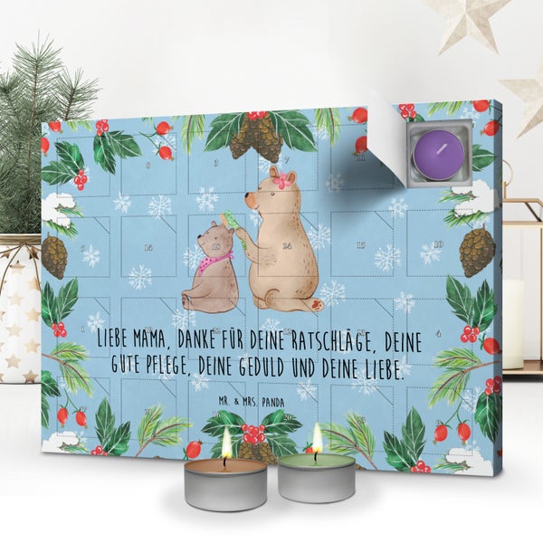 Mr. & Mrs. Panda Duftkerzen Adventskalender Bär Kind - Blau Pastell