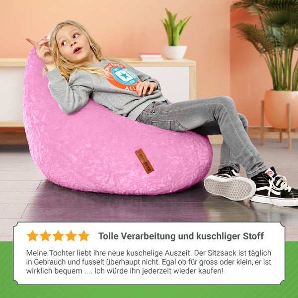 Green Bean Plüsch Sitzsack 45x45x60cm - Indoor Sitzkissen mit 120L EPS Perlen Füllung Kuschelig Waschbar - Bean Bag Bodenkissen Lounge Chair Sitzhocker - Rosa