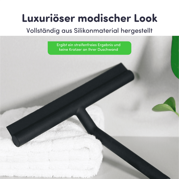 EAVY Duschabzieher Silikon Schwarz mit Aufhänghaken