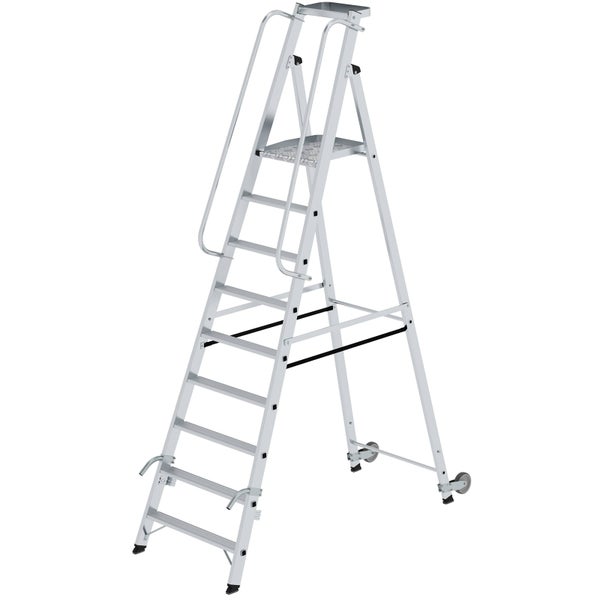 MUNK Aluminium-Stehleiter mit Rollen und Griff 9 Stufen