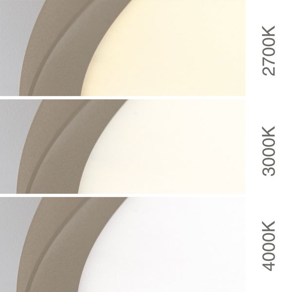 Vergleich der Farbtemperatur einer Lampe von 2700 Kelvin, 3000 Kelvin und 4000 Kelvin