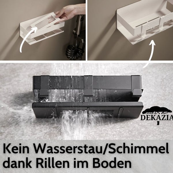 DEKAZIA® Duschablage ohne Bohren weiss beige | Duschablage weiß ohne Bohren Duschablage ohne bohren weiß Badezimmer Regal weiß Duschregal weiß Duschablage weiss Duschregal ohne Bohren weiß Badblage