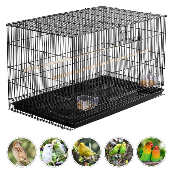 Vogelkäfig mit Sitzstangen und Futternäpfen