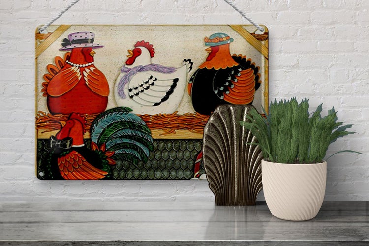 Blechschild Spruch 30x20cm Huhn Hühner Eggs Eier