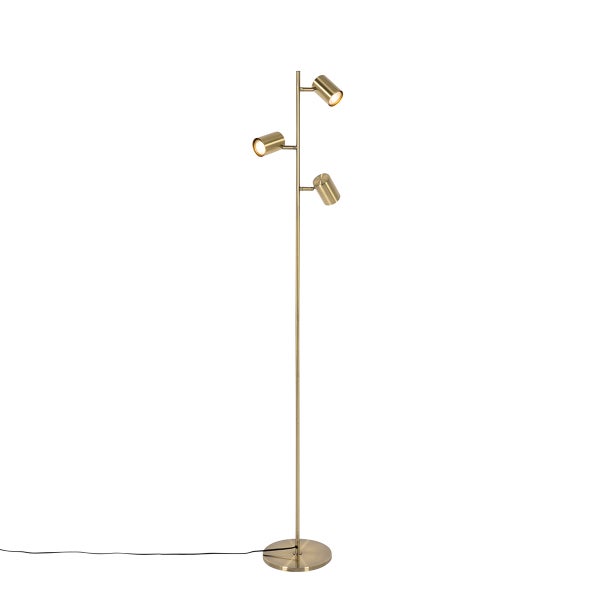 QAZQA - Moderne Stehleuchte I Stehlampe I Standleuchte I Lampe I Leuchte Bronze 3-flammig - Jeana I Wohnzimmer I Schlafzimmer - Stahl Länglich - LED geeignet GU10