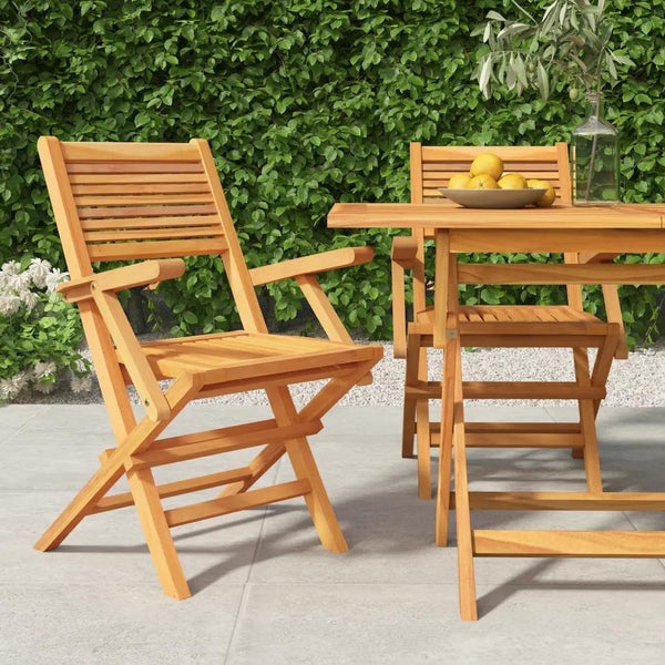 Gartenstühle 2 Stk. Klappbar 55x62x90 cm Massivholz Teak