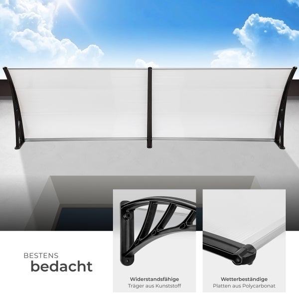 Vordach tectake  200 x 93 cm in Bogenform transparent