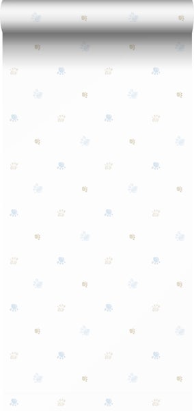 Sanders und Sanders Tapete Pfotenabdrücken Blau und Weiß - 53 cm x 10 m - 640581
