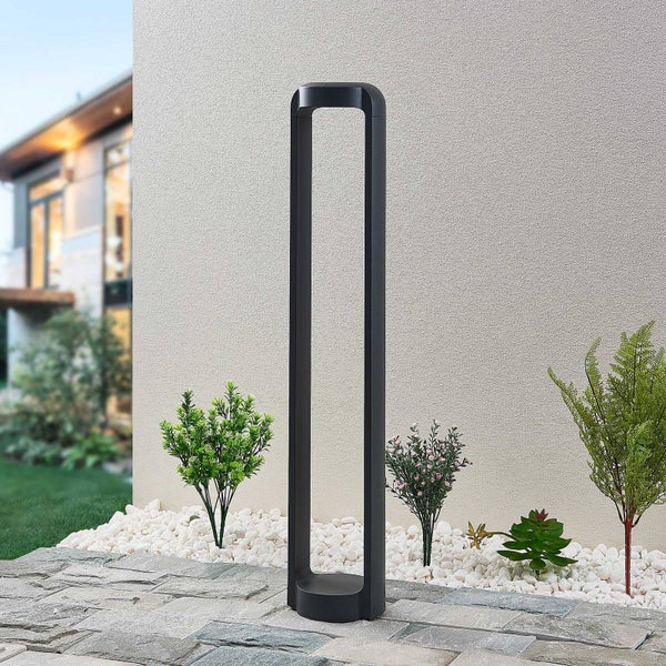 Lucande LED Außenleuchte Habsa (Modern) in Schwarz aus Aluminium (1 flammig, ) - Wegeleuchte Pollerleuchte Wegelampe Sockelleuchte