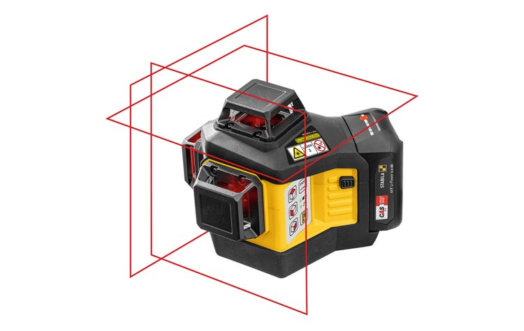 Stabila Multilinien-Laser mit projizierten Laserlinien in drei Ebenen, Akkubetrieb 12 Volt System.