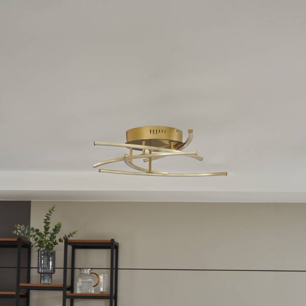 Lindby LED Deckenleuchte Flakira dimmbar (Modern) in Bronze aus Aluminium (1 flammig, ) - Lampe Deckenlampe Wohnzimmerleuchte