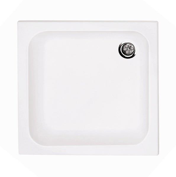 Quadratische Duschwanne mit Ablaufgarnitur