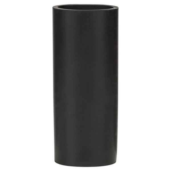 Hoher, zylindrischer Pflanzkübel in Schwarz mit matter Oberfläche.