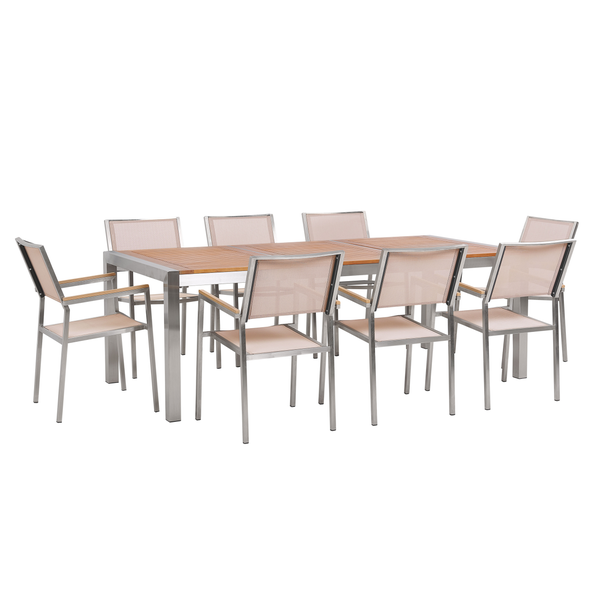 Gartenmöbel Set 8-Sitzer GROSSETO Eukalyptusholz Braun / Beige