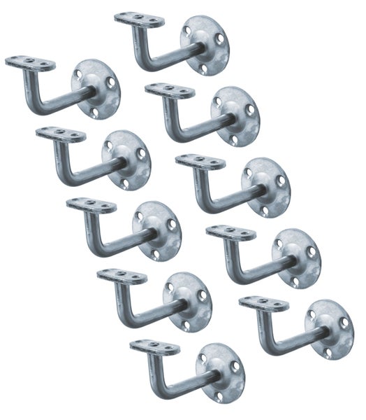 Set aus zehn Handlaufhaltern aus Metall mit Wandbefestigungsplatte zur Montage von Handläufen