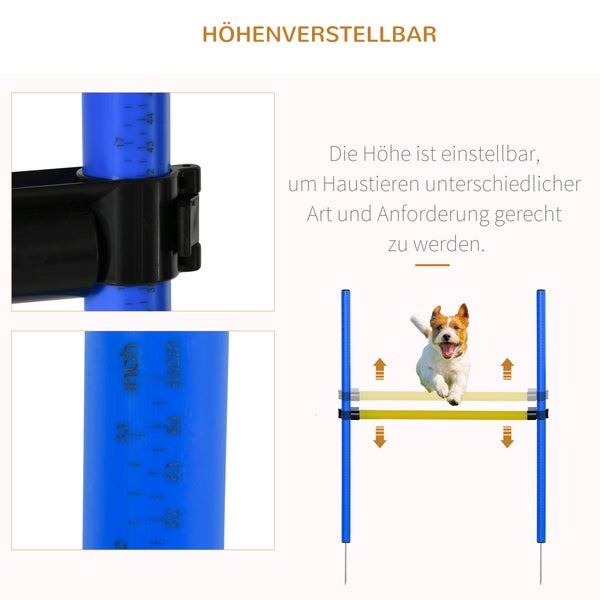 PawHut Hund Agility Set, Φ60 x 148L cm, PE, Polyester, Gelb+Blau