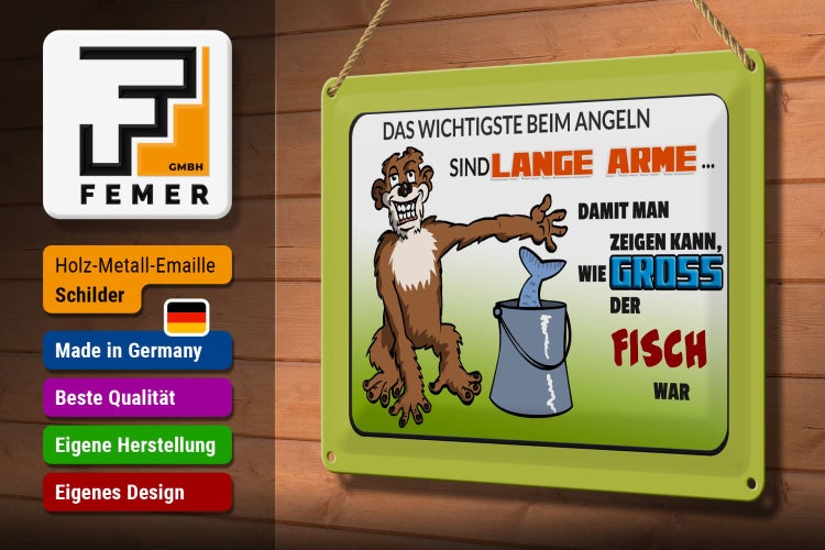 Blechschild Spruch 30x20cm das Wichtigste beim Angeln lange