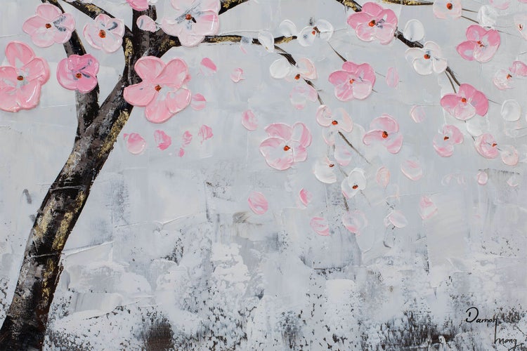 Handgemaltes Gemälde Acrylfarbe 123x63cm Grau