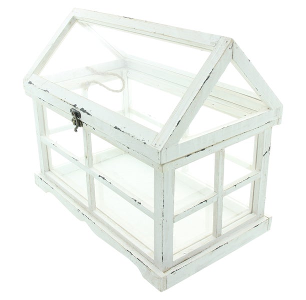 FRANK FLECHTWAREN | Gewächshaus Shabby, HOLZ, 37 x 21 x 31 cm