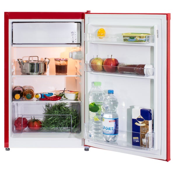 Telefunken Kühlschrank mit Gefrierfach (nur für Eiswürfel) 89 Liter Nutzinhalt Freistehend CF-33-101-R2 rot