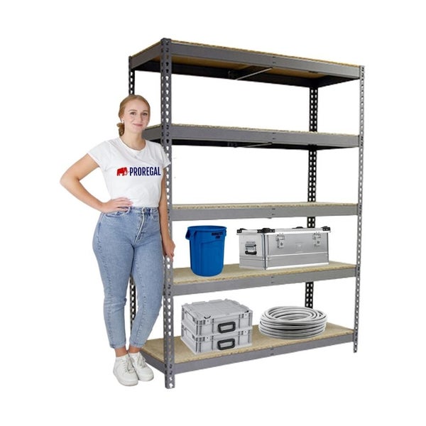 Schwerlastregal WOOD BEAST FIVE | HxBxT 200x240x90cm | 5 Ebenen | Fachlast 400kg | Grau | Weitspannregal Werkstattregal Lagerregal Kellerregal Gargenregal